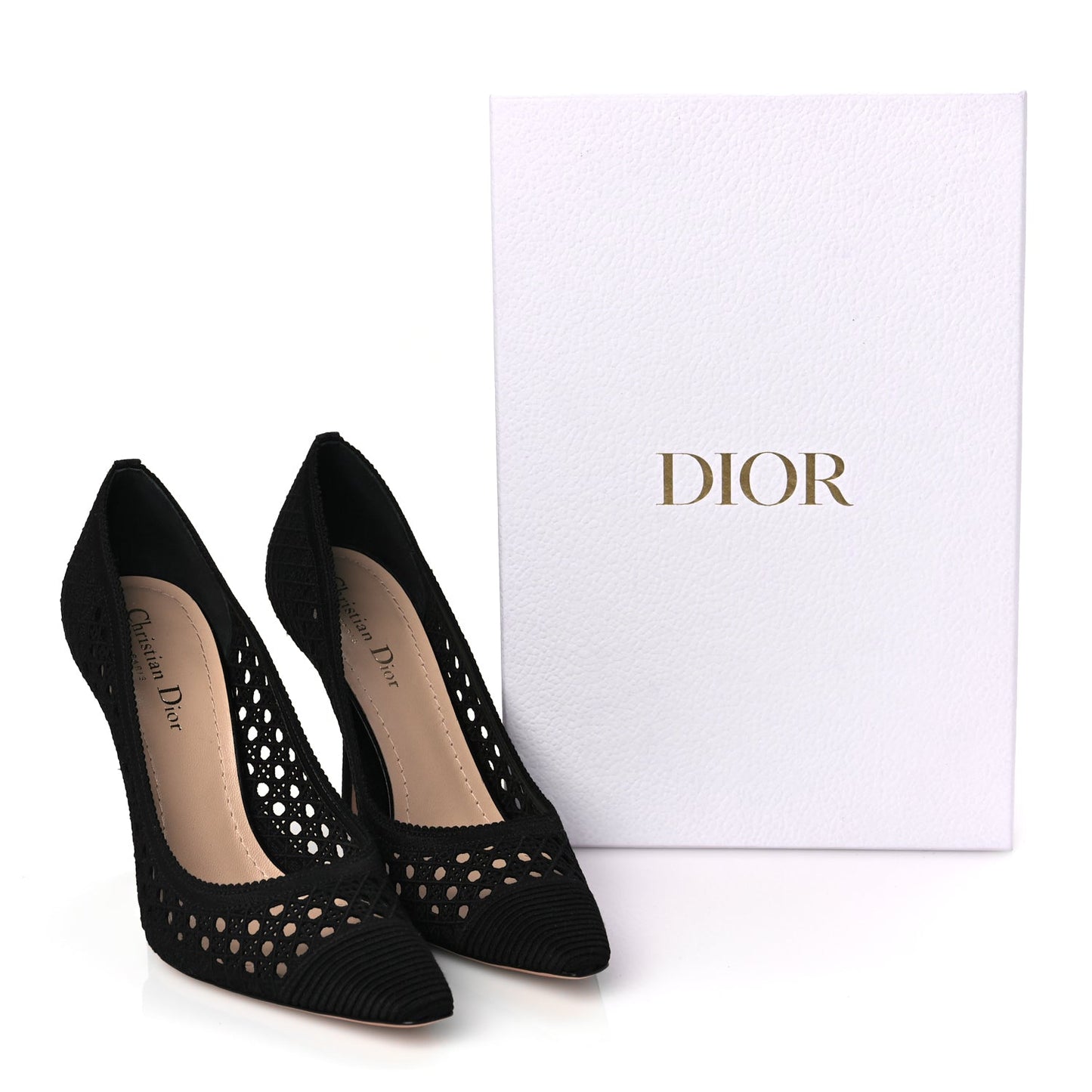 Christian Dior Mesh Cotton Cannage Dior Capture 100mm Pumps 39 Black