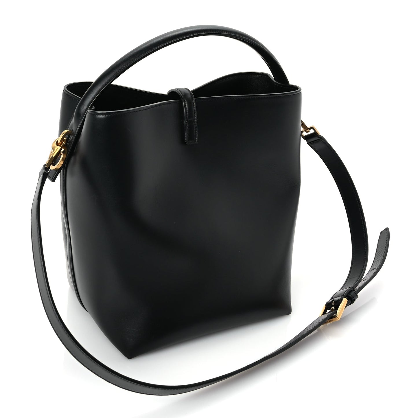 Saint Laurent Shiny Calfskin Le 37 Small Bucket Bag  Black