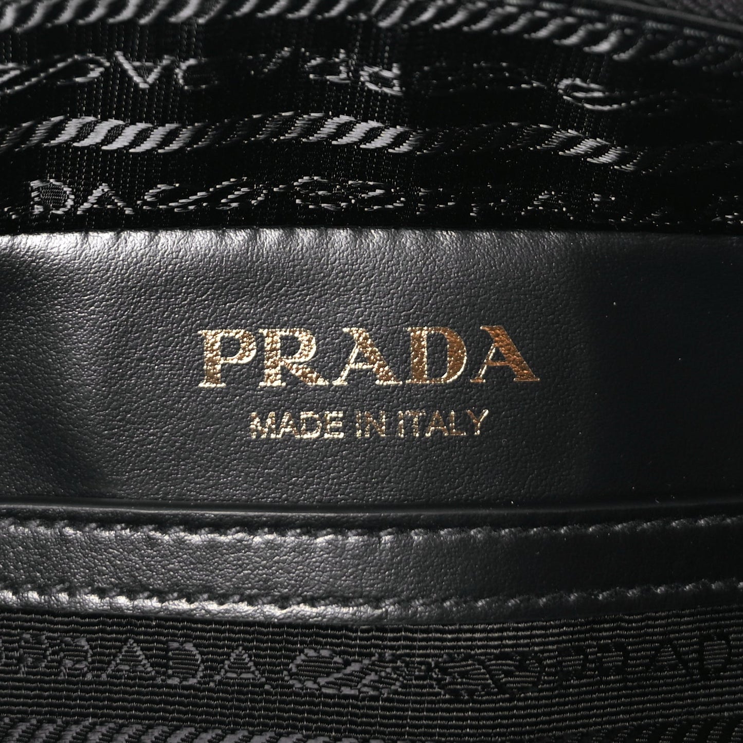 Prada Jacquard Saffiano Triangolo Symbole Embroidered Medium Shoulder Bag Black Corda
