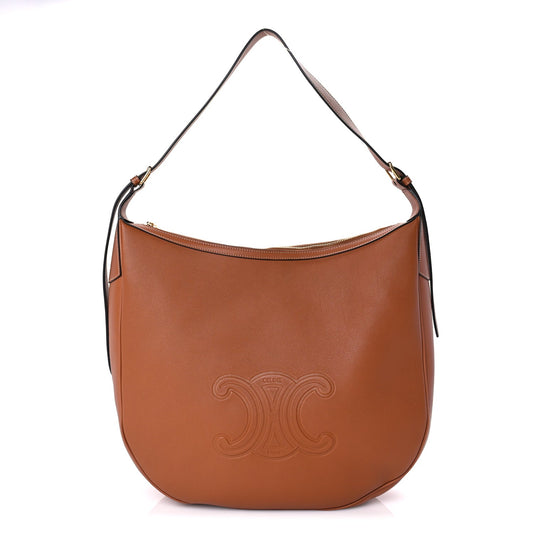Celine Supple Calfskin Large Triomphe Heloise Shoulder Bag  Tan