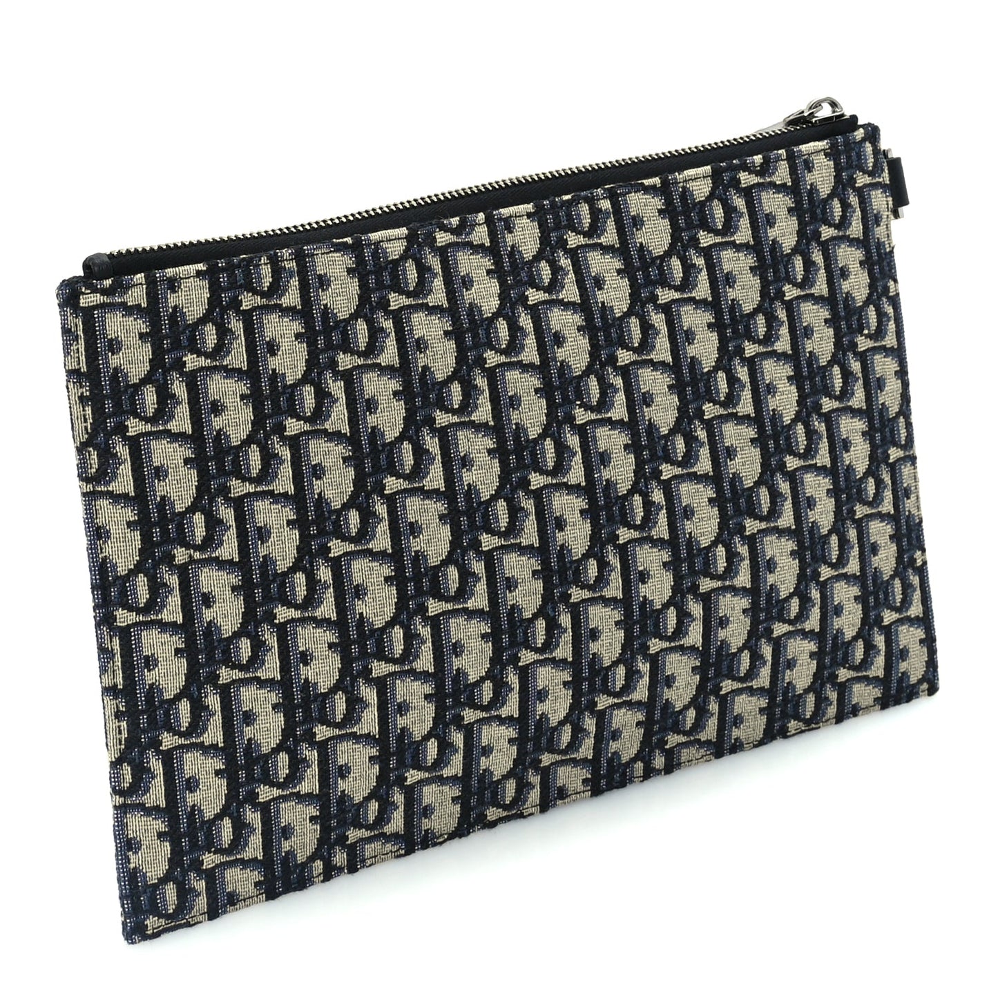 Christian Dior Oblique Pouch Wristlet Blue Blue
