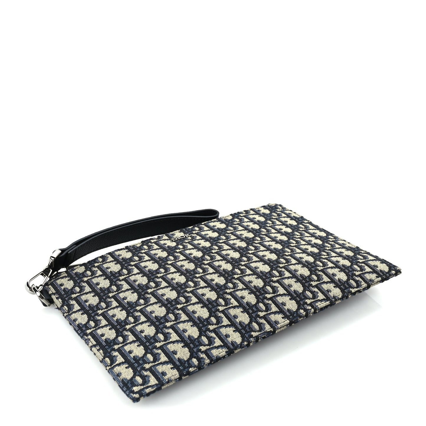 Christian Dior Oblique Pouch Wristlet Blue Blue
