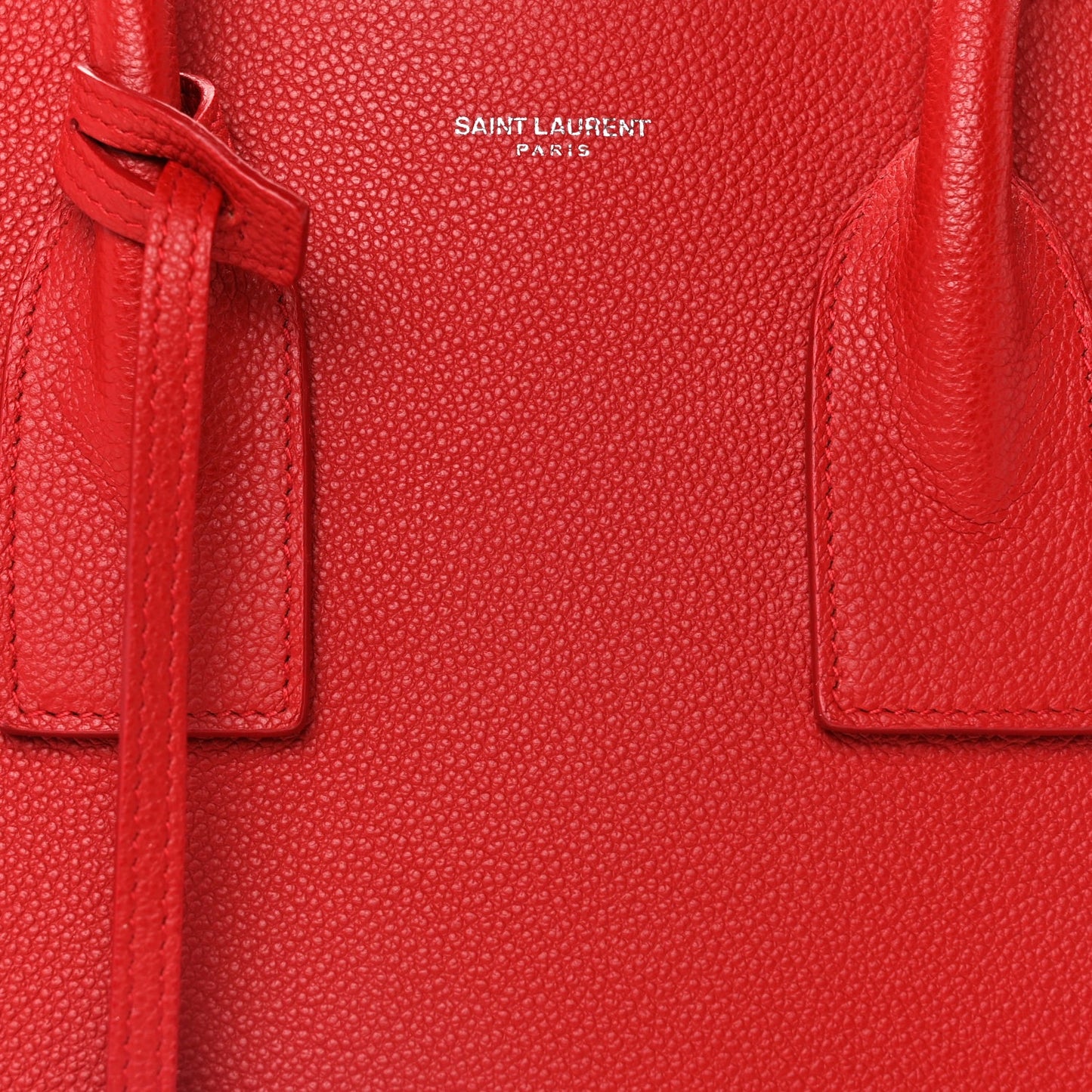 Saint Laurent Grained Calfskin Small Sac De Jour Lipstick Red