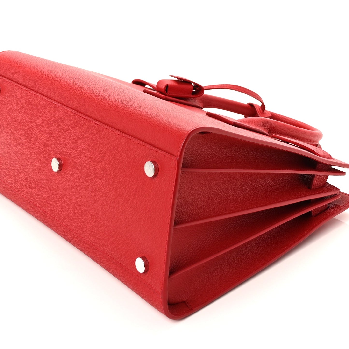 Saint Laurent Grained Calfskin Small Sac De Jour Lipstick Red
