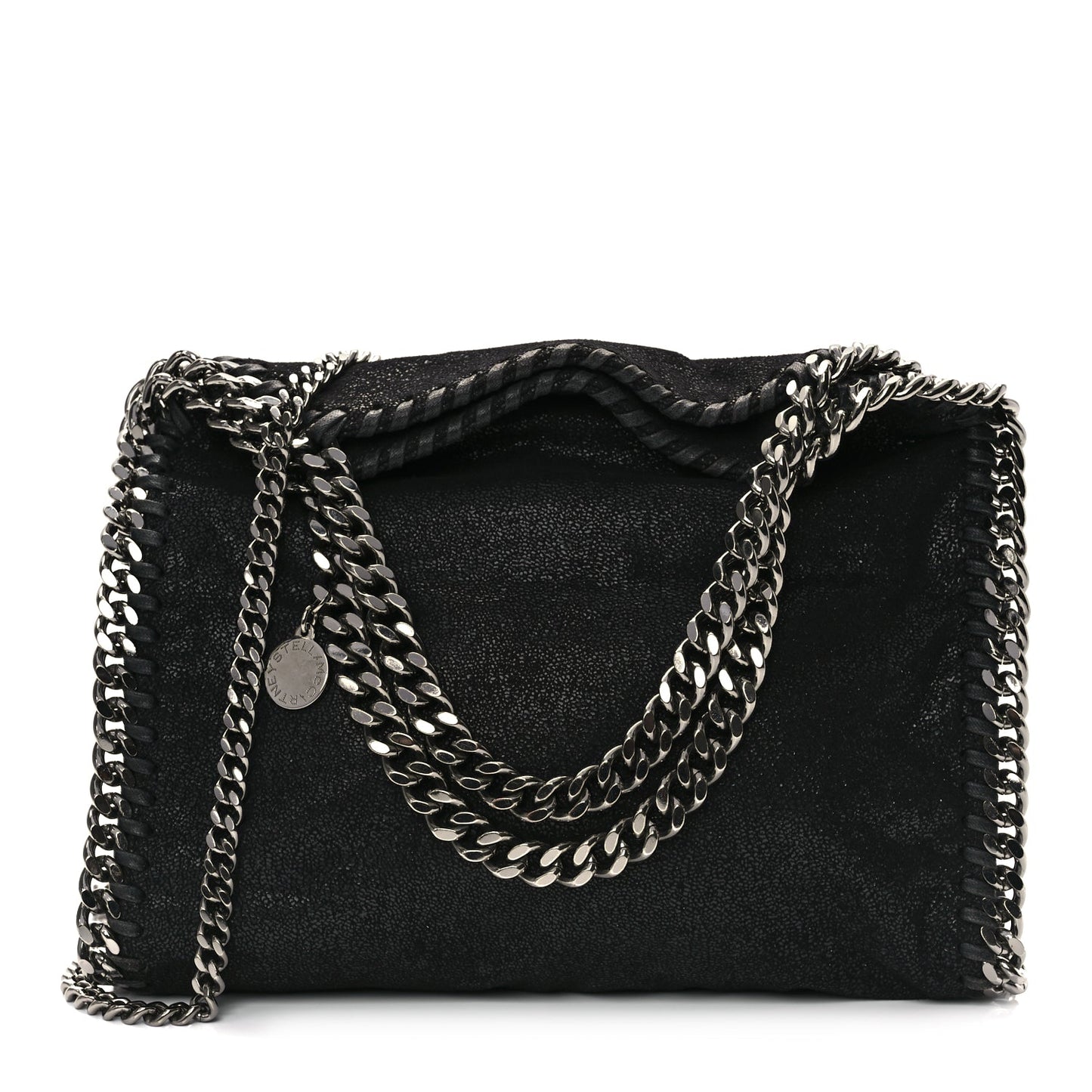 Stella McCartney Shaggy Deer Mini Falabella Fold Over Tote Black