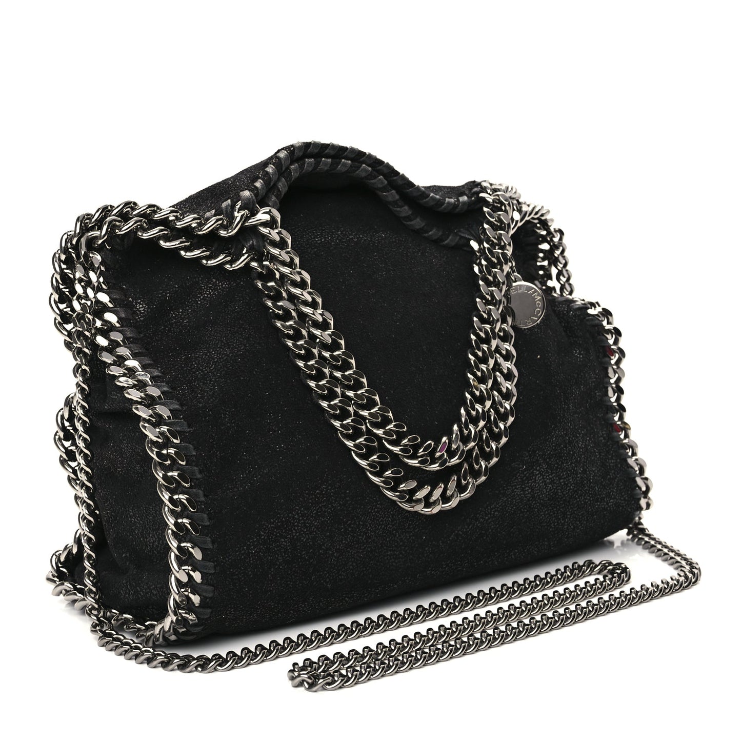 Stella McCartney Shaggy Deer Mini Falabella Fold Over Tote Black