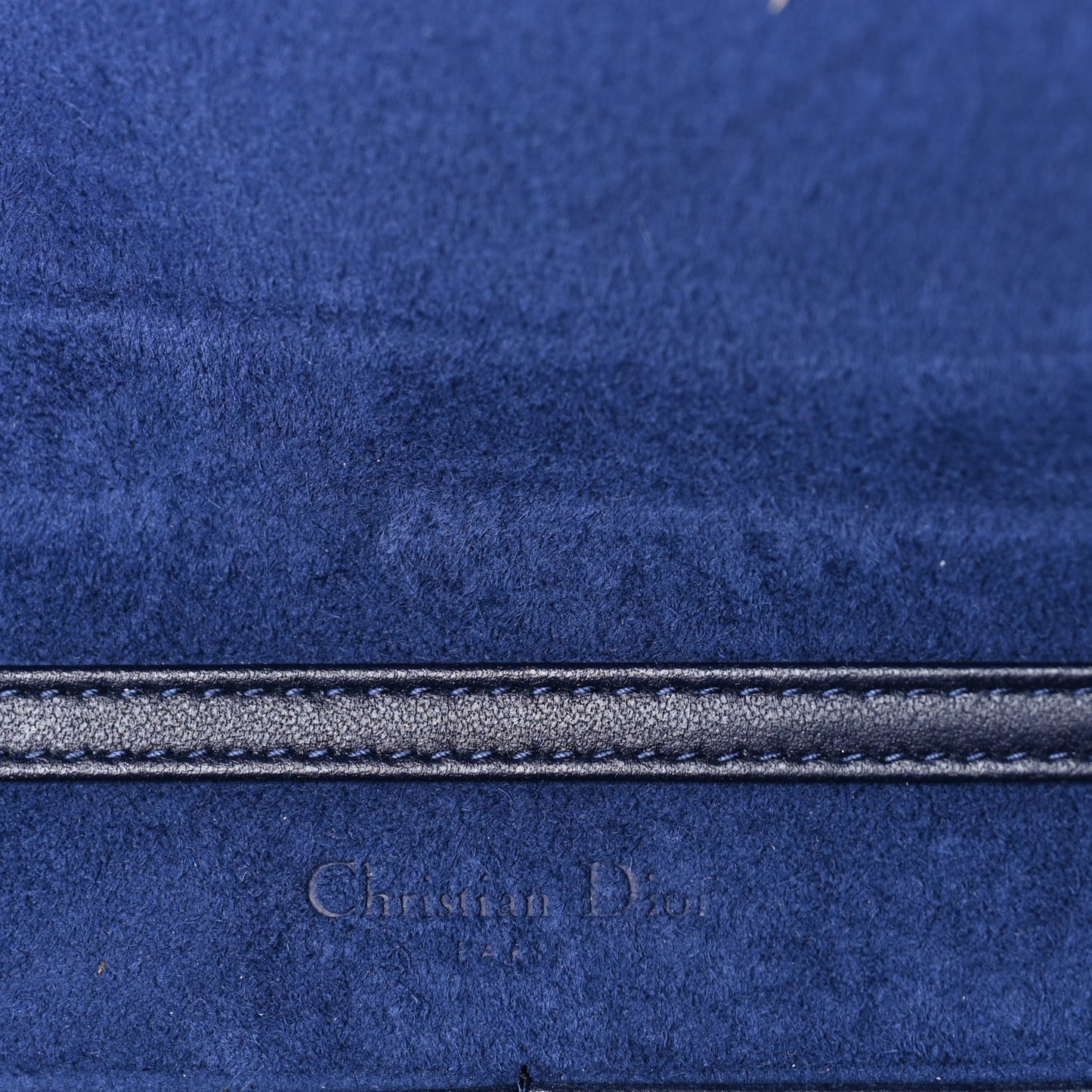 Christian Dior Grained Calfskin Diorama Wallet on Chain Pouch Blue