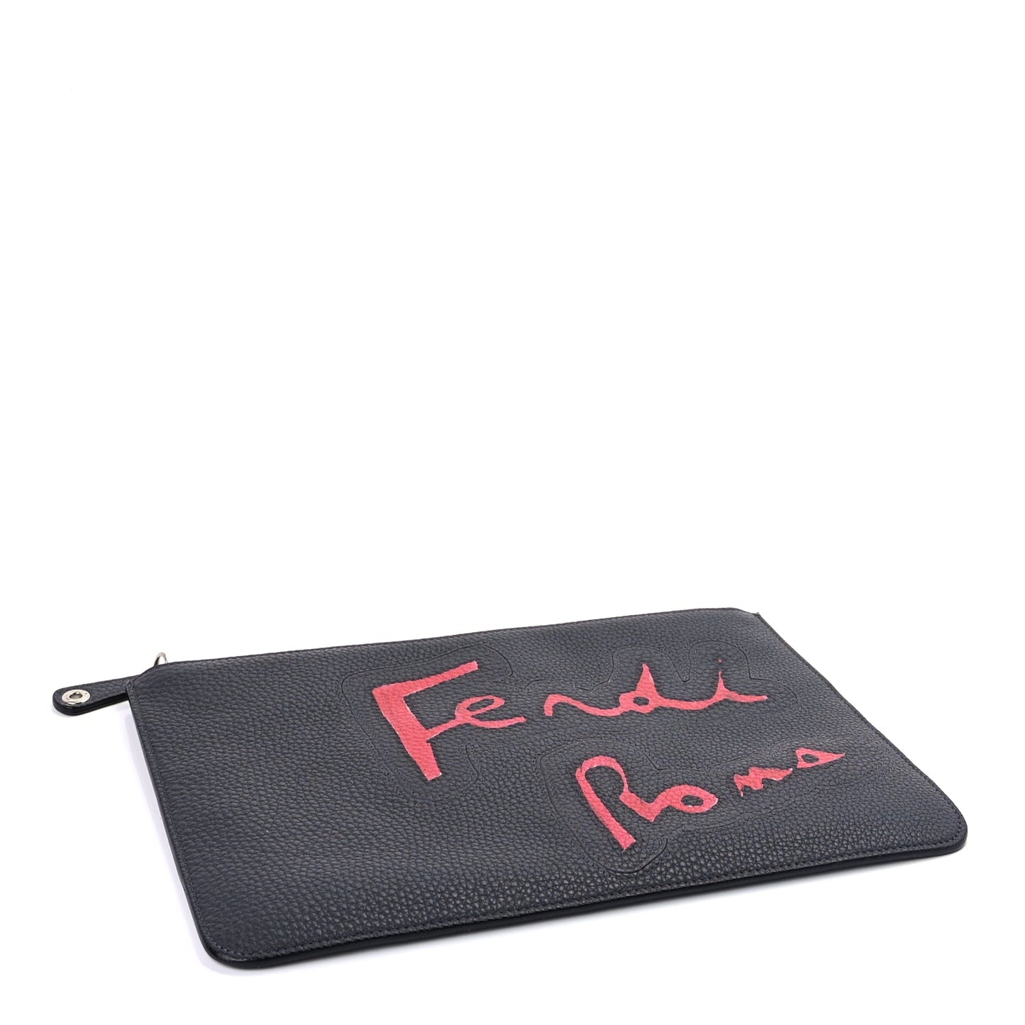 Fendi Cuoio Romano Logo Pouch  Grey