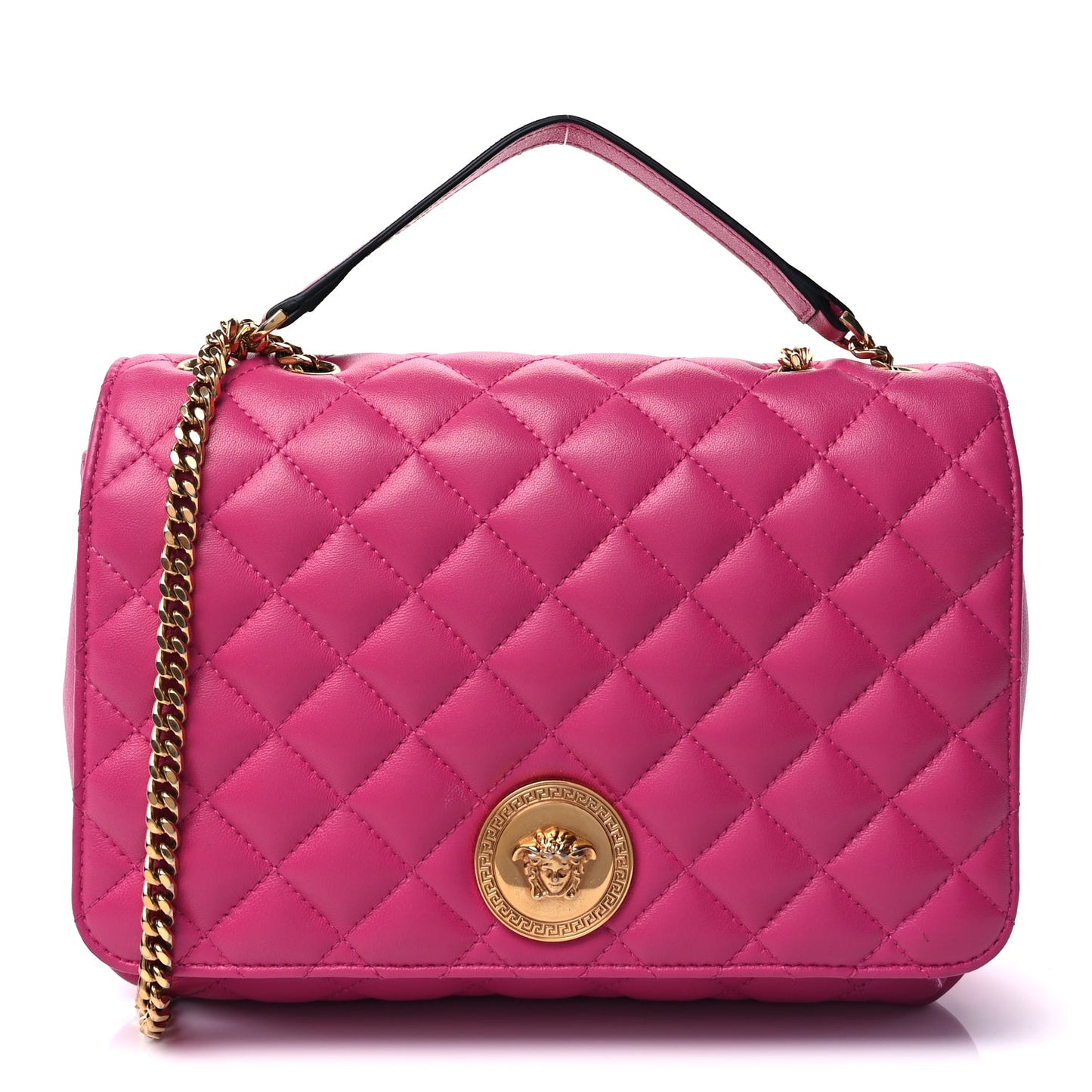 Versace Nappa Quilted Medusa Chain Crossbody  Pink
