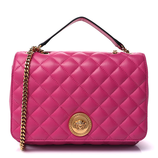 Versace Nappa Quilted Medusa Chain Crossbody  Pink