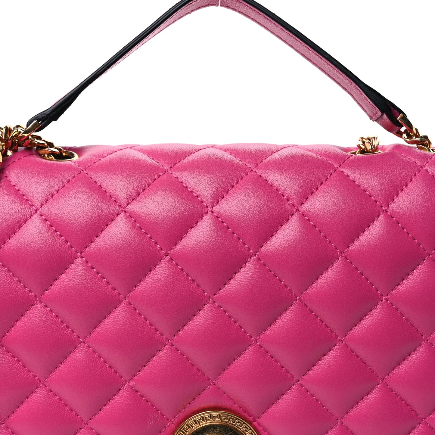 Versace Nappa Quilted Medusa Chain Crossbody  Pink