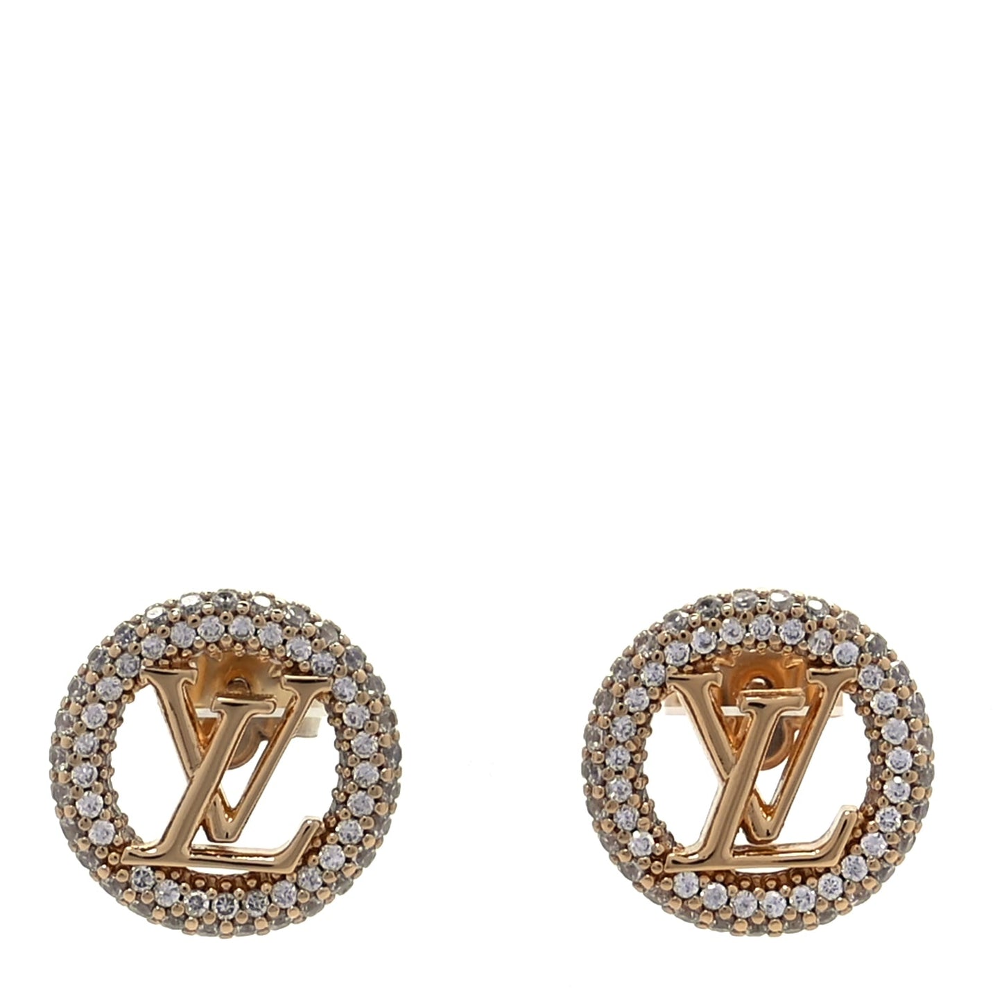 Louis Vuitton Metal Crystal Louise By Night Earrings Gold