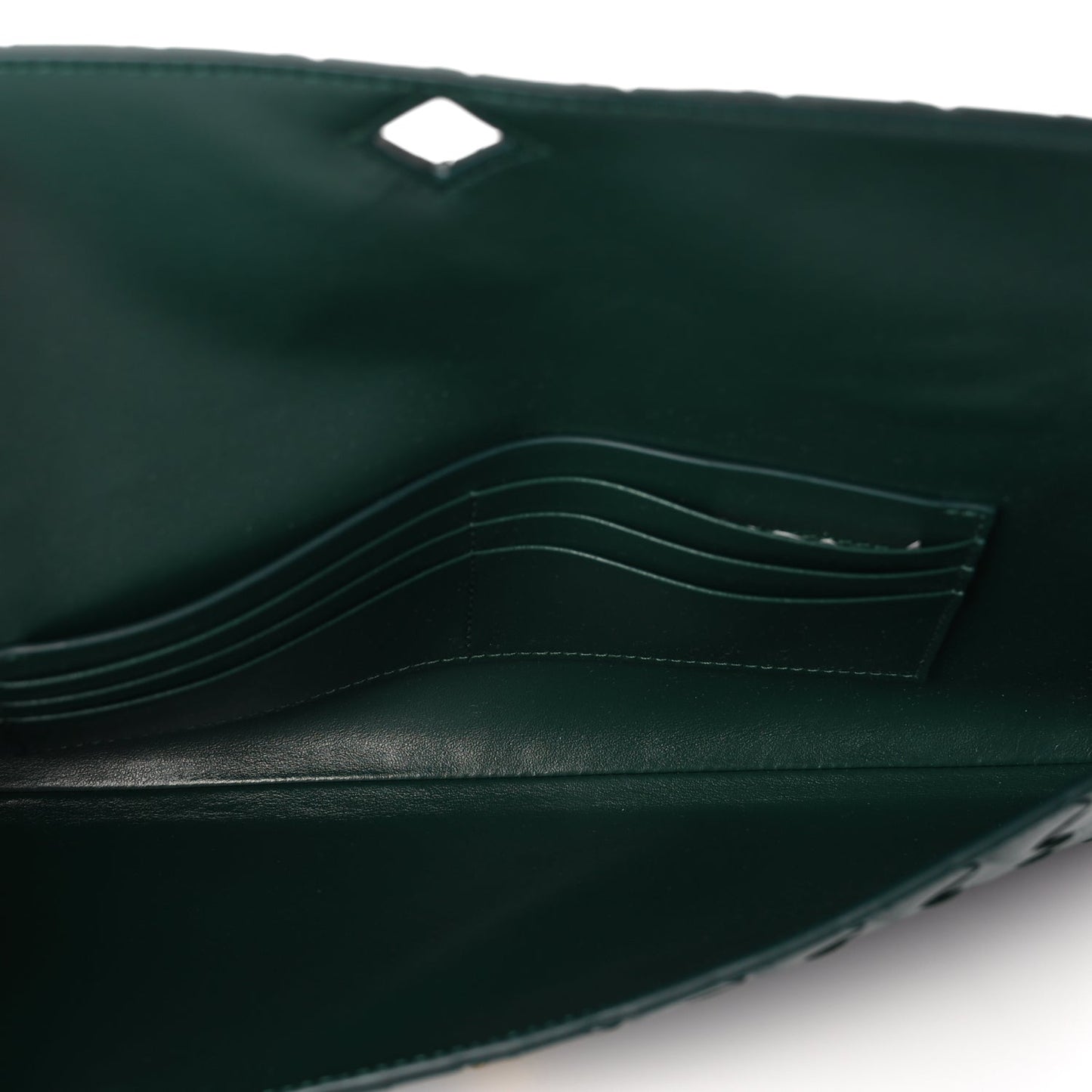 Bottega Veneta  Nappa Intrecciato Long Andiamo Top Handle Clutch Emerald Green