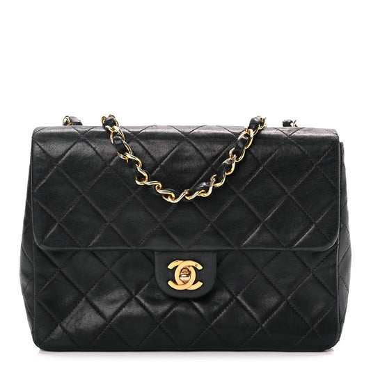 Chanel Lambskin Quilted Small Single Flap Black Black