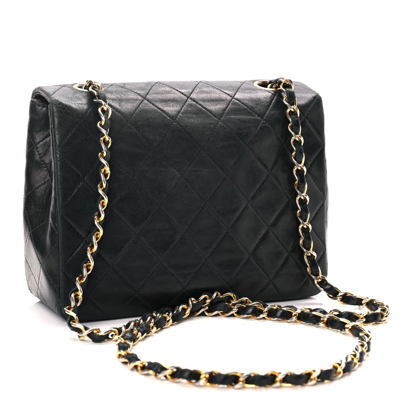 Chanel Lambskin Quilted Small Single Flap Black Black