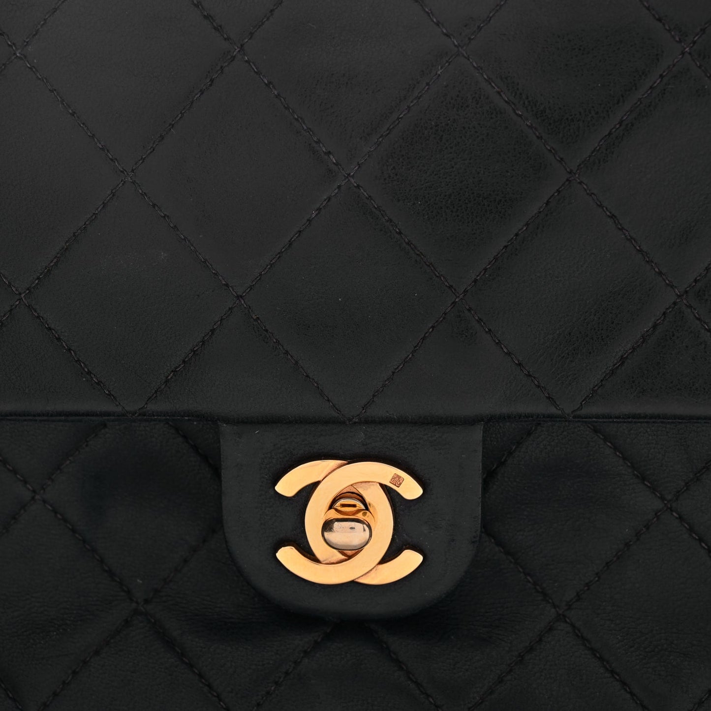 Chanel Lambskin Quilted Small Single Flap Black Black