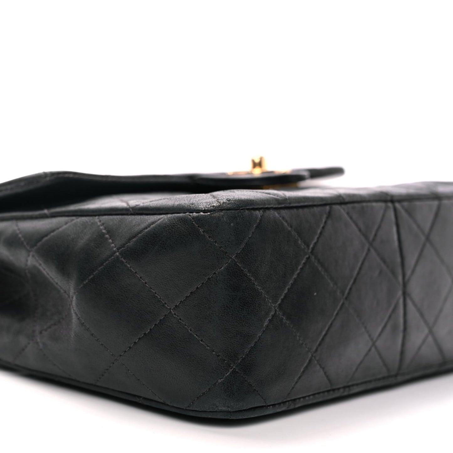 Chanel Lambskin Quilted Small Single Flap Black Black