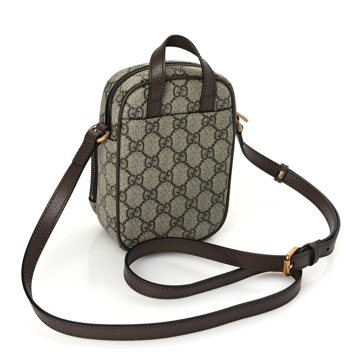 Gucci GG Supreme Monogram Web Mini Ophidia Double Zip Messenger Bag Beige New Acero