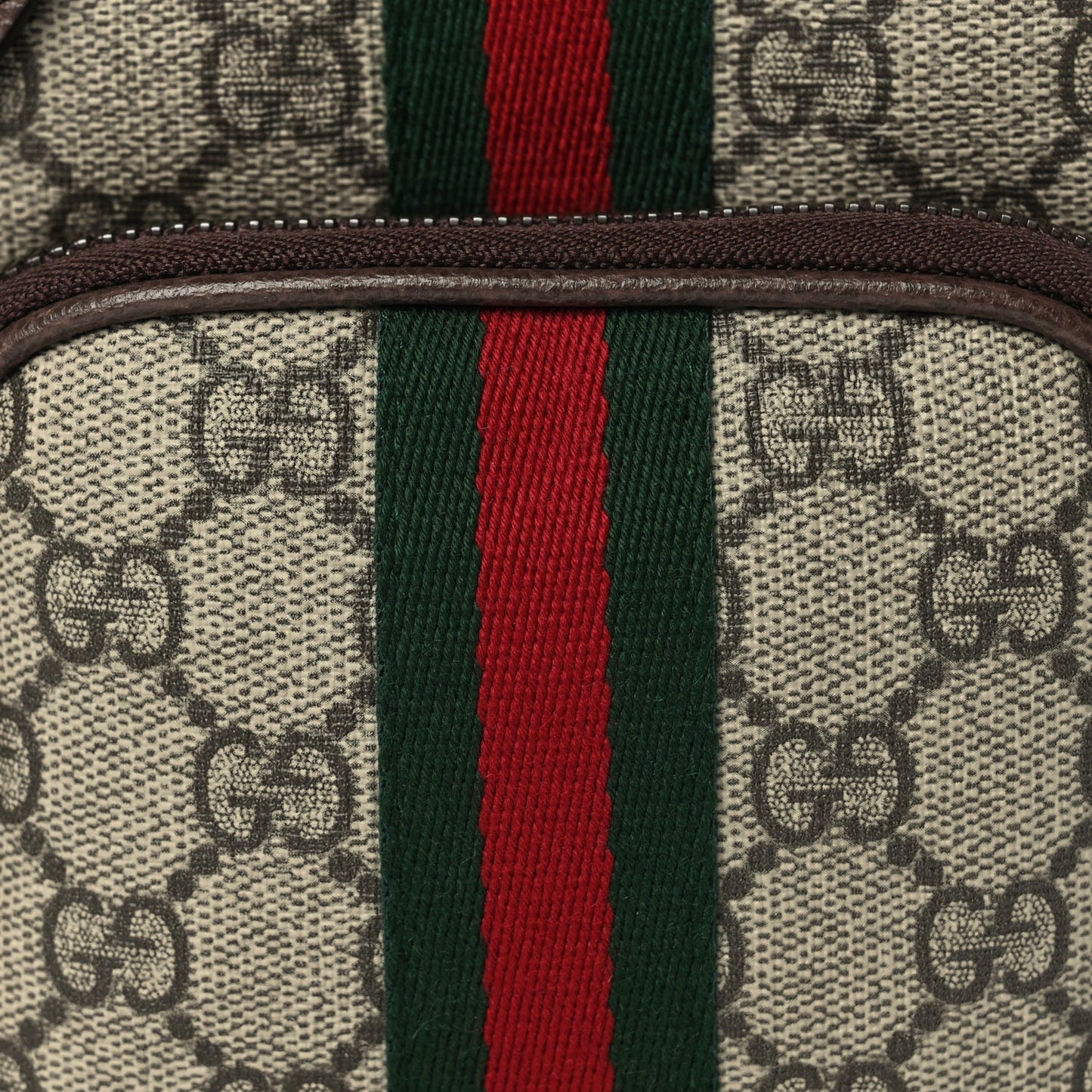 Gucci GG Supreme Monogram Web Mini Ophidia Double Zip Messenger Bag Beige New Acero