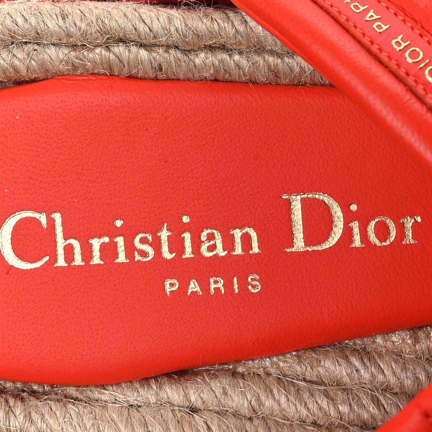 Christian Dior Calfskin Cannage Dtwist Espadrille Platform Sandals 37  Orange
