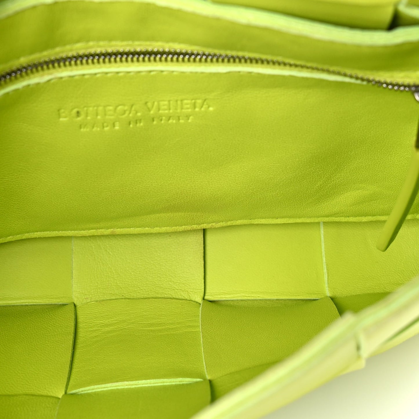 Bottega Veneta Lambskin Maxi Intrecciato Cassette Crossbody Bag Acid Kiwi