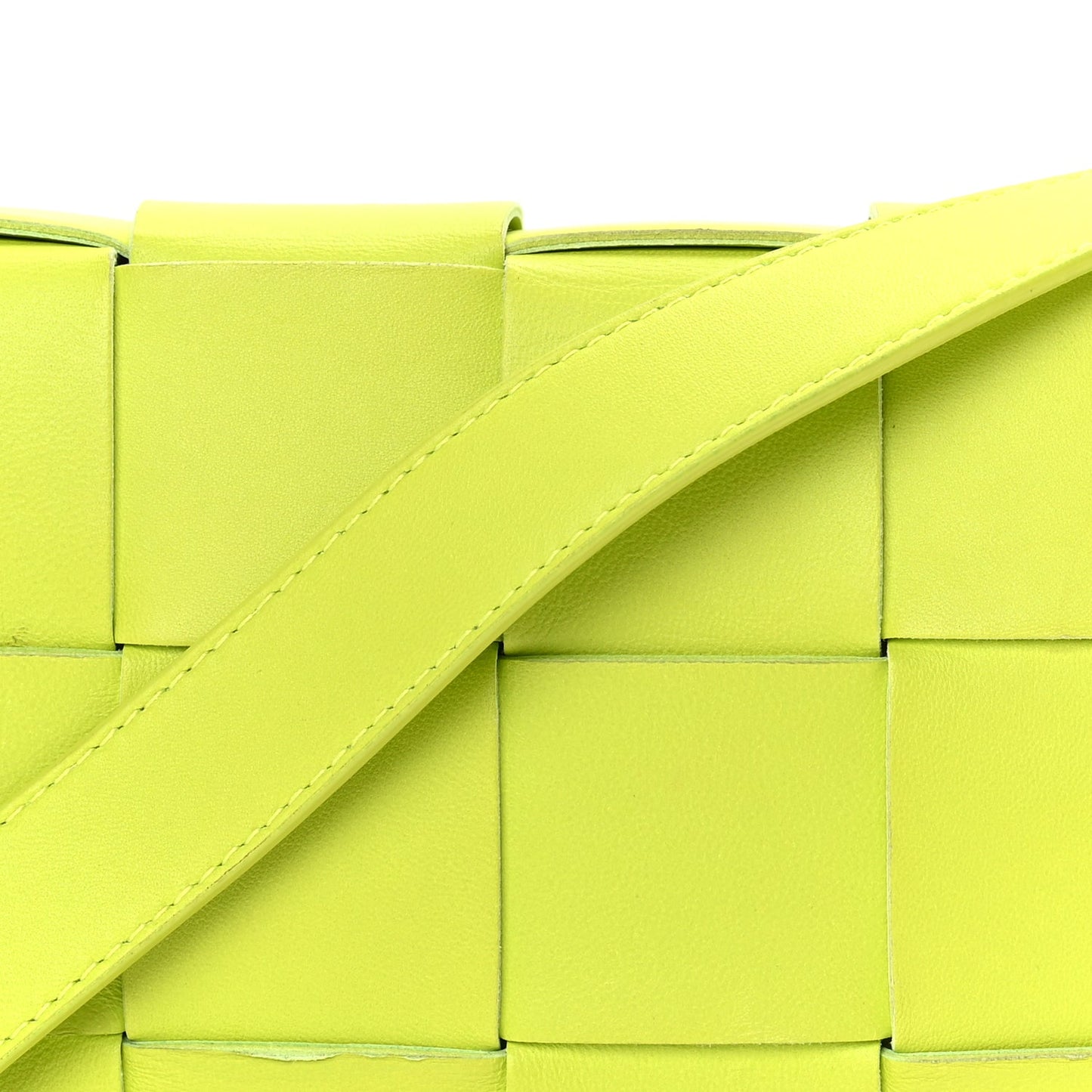 Bottega Veneta Lambskin Maxi Intrecciato Cassette Crossbody Bag Acid Kiwi