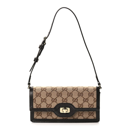 Gucci Monogram Mini Luce Shoulder Bag  Beige Ebony
