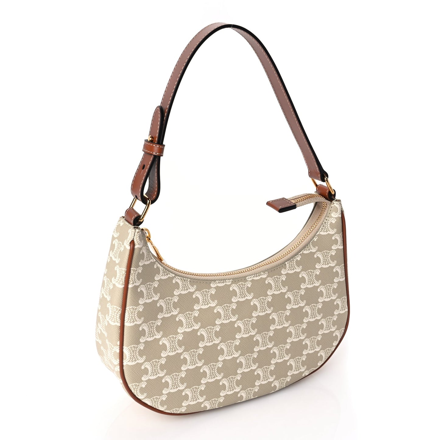 Celine Canvas Calfskin Ava Triomphe Shoulder Bag Grege
