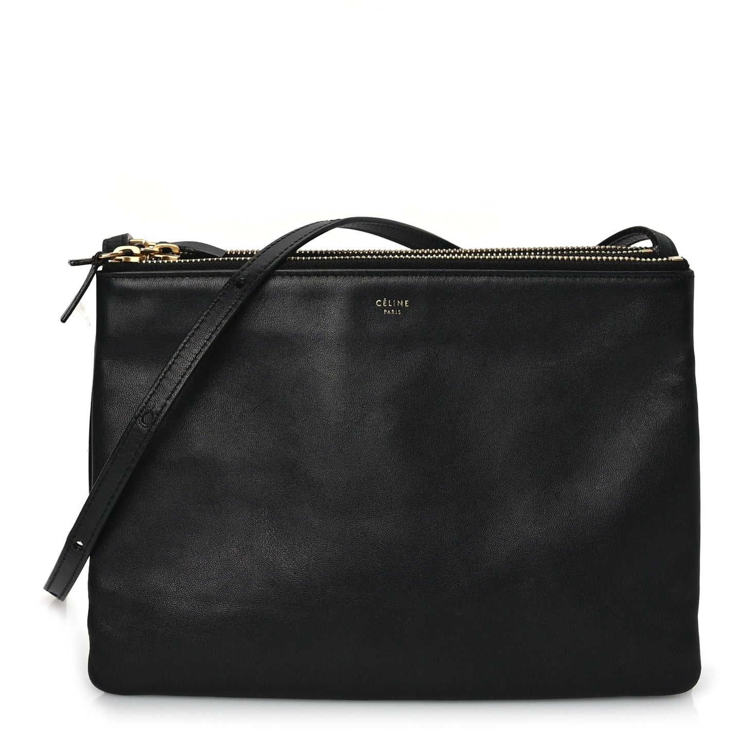 Celine Lambskin Small Trio Crossbody Bag Black