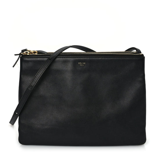 Celine Lambskin Small Trio Crossbody Bag Black