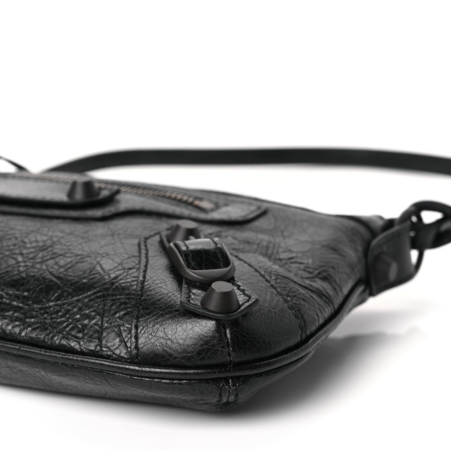 Balenciaga Agneau Arena Classic Hardware Le City Pouch On Strap Black