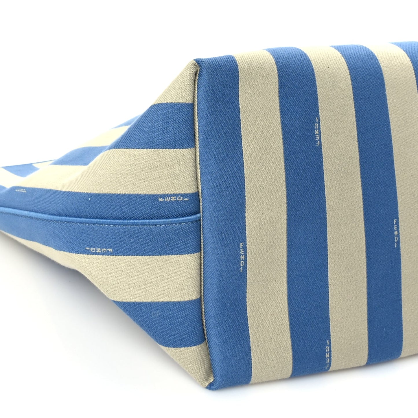 Fendi Pequin Stripe FF Large Roll Tote  Cerulean Blue Sand Beige
