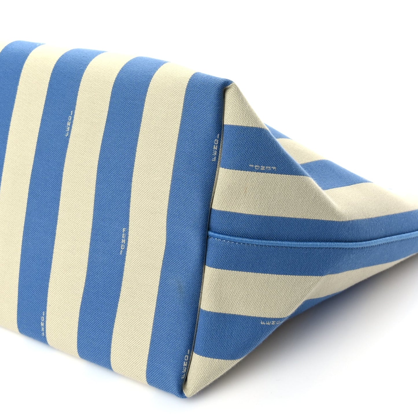 Fendi Pequin Stripe FF Large Roll Tote  Cerulean Blue Sand Beige