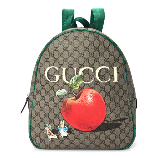 Gucci X Peter Rabbit GG Supreme Monogram Baseballs Web Childrens Backpack Green