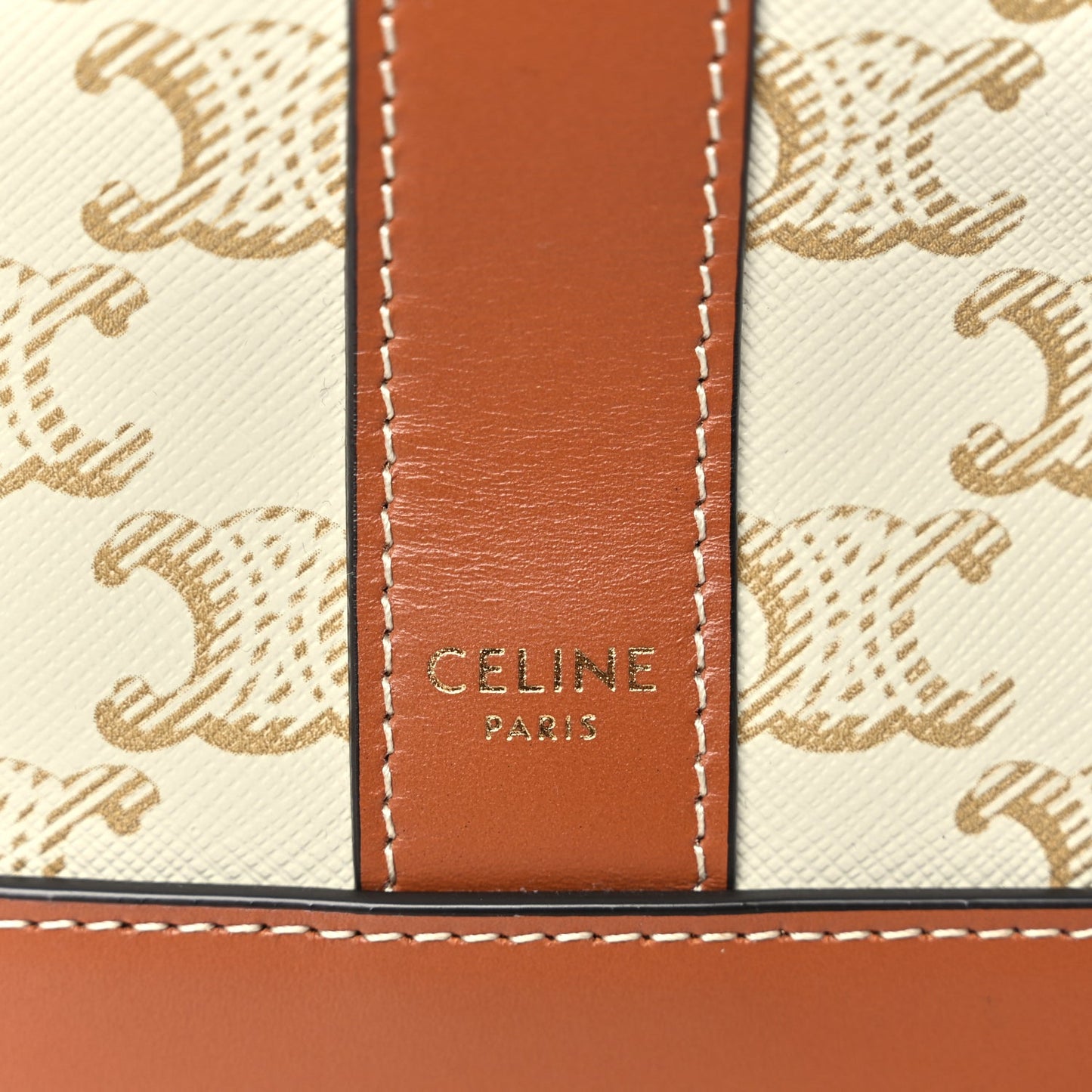 Celine Triomphe Canvas Calfskin Small Bucket Bag White