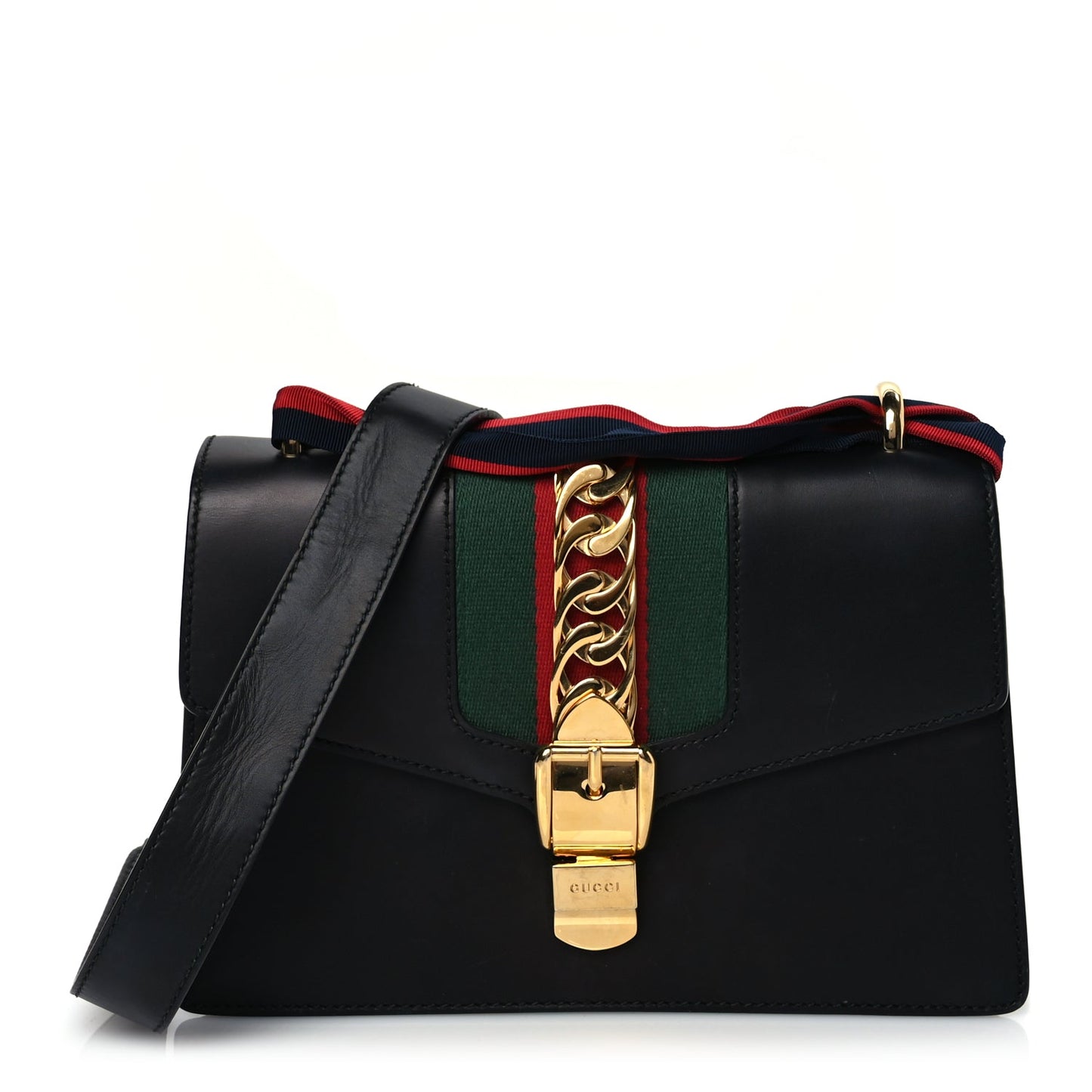 Gucci Calfskin Small Sylvie Shoulder Bag Blue Agata