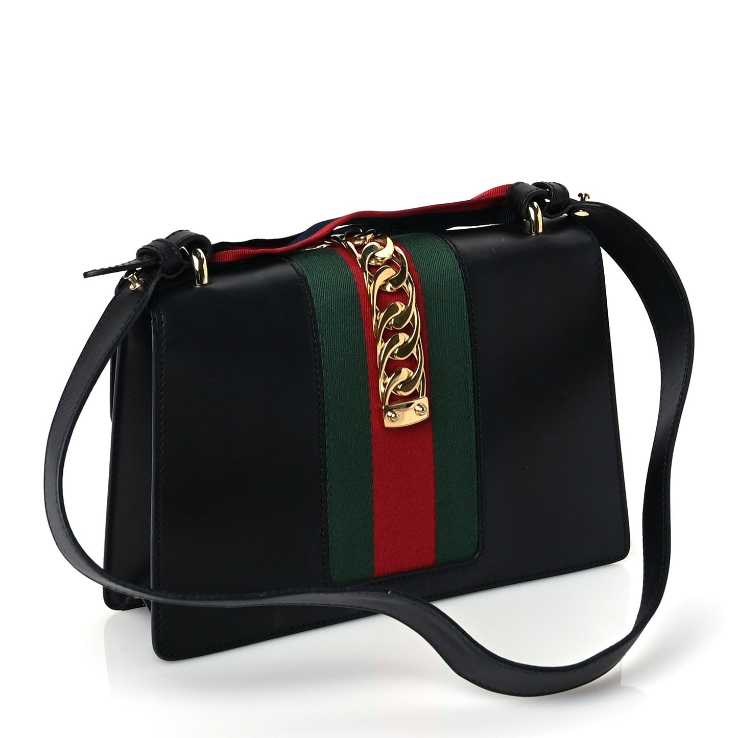 Gucci Calfskin Small Sylvie Shoulder Bag Blue Agata