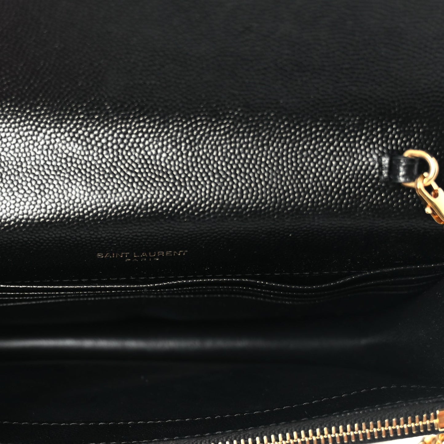 Saint Laurent Grain De Poudre Matelasse Chevron Monogram Envelope Chain Wallet