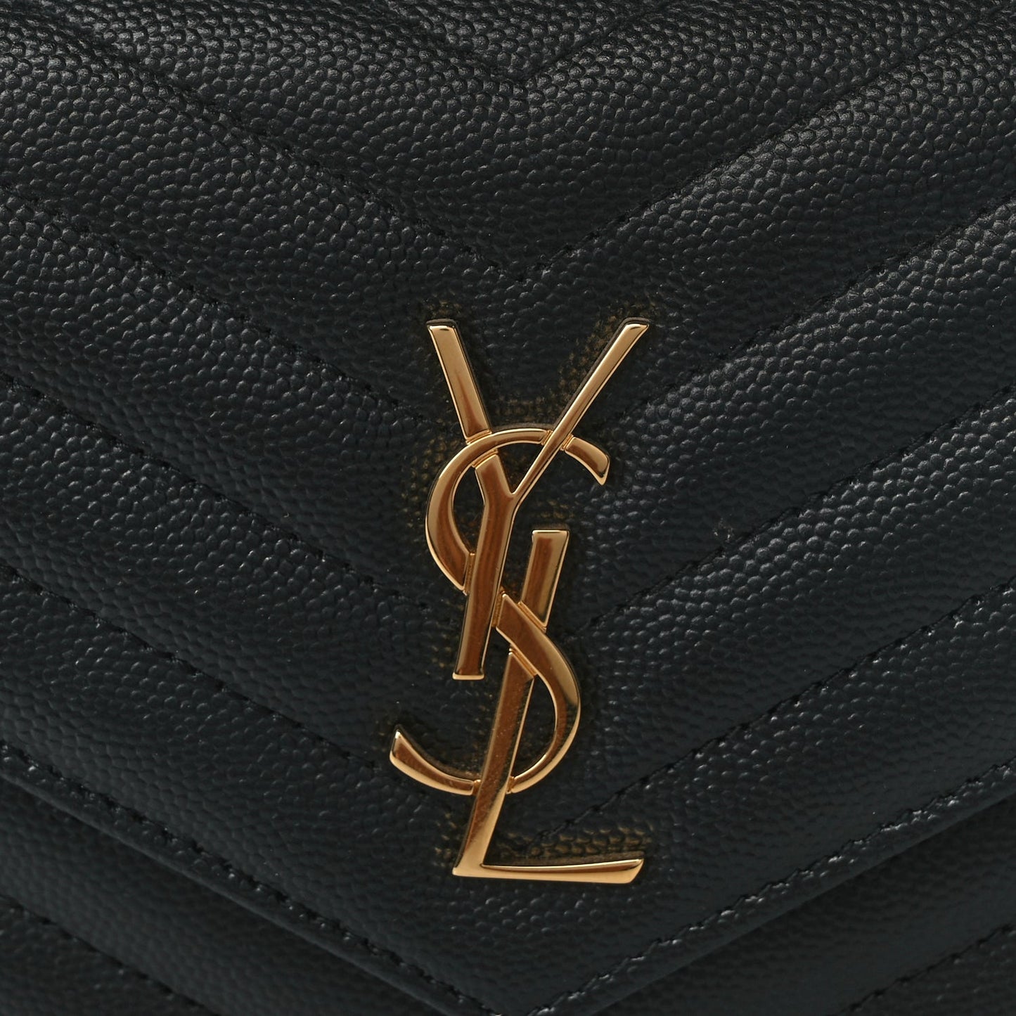 Saint Laurent Grain De Poudre Matelasse Chevron Monogram Envelope Chain Wallet
