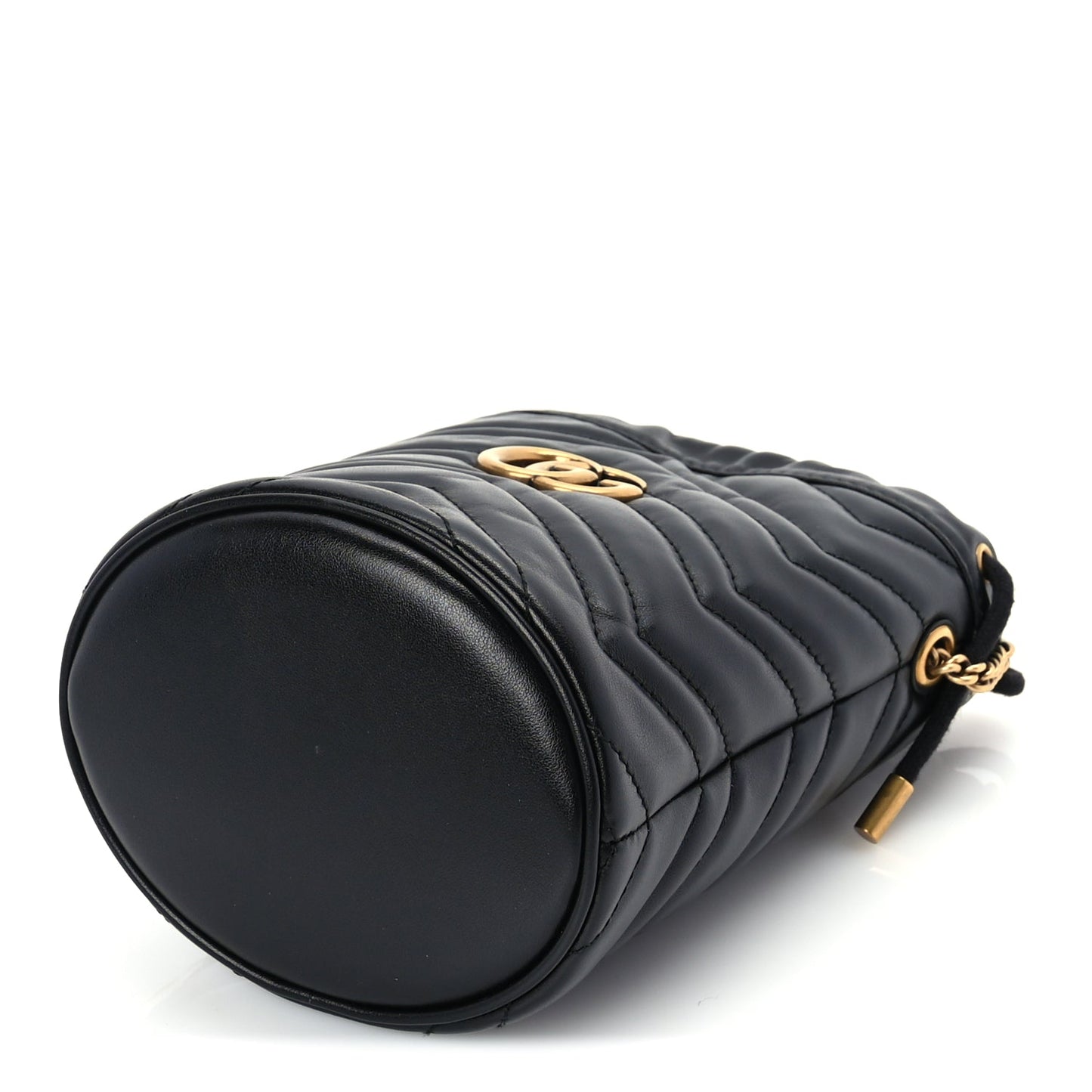 Gucci Calfskin Matelasse Mini GG Marmont 2.0 Bucket Bag Black