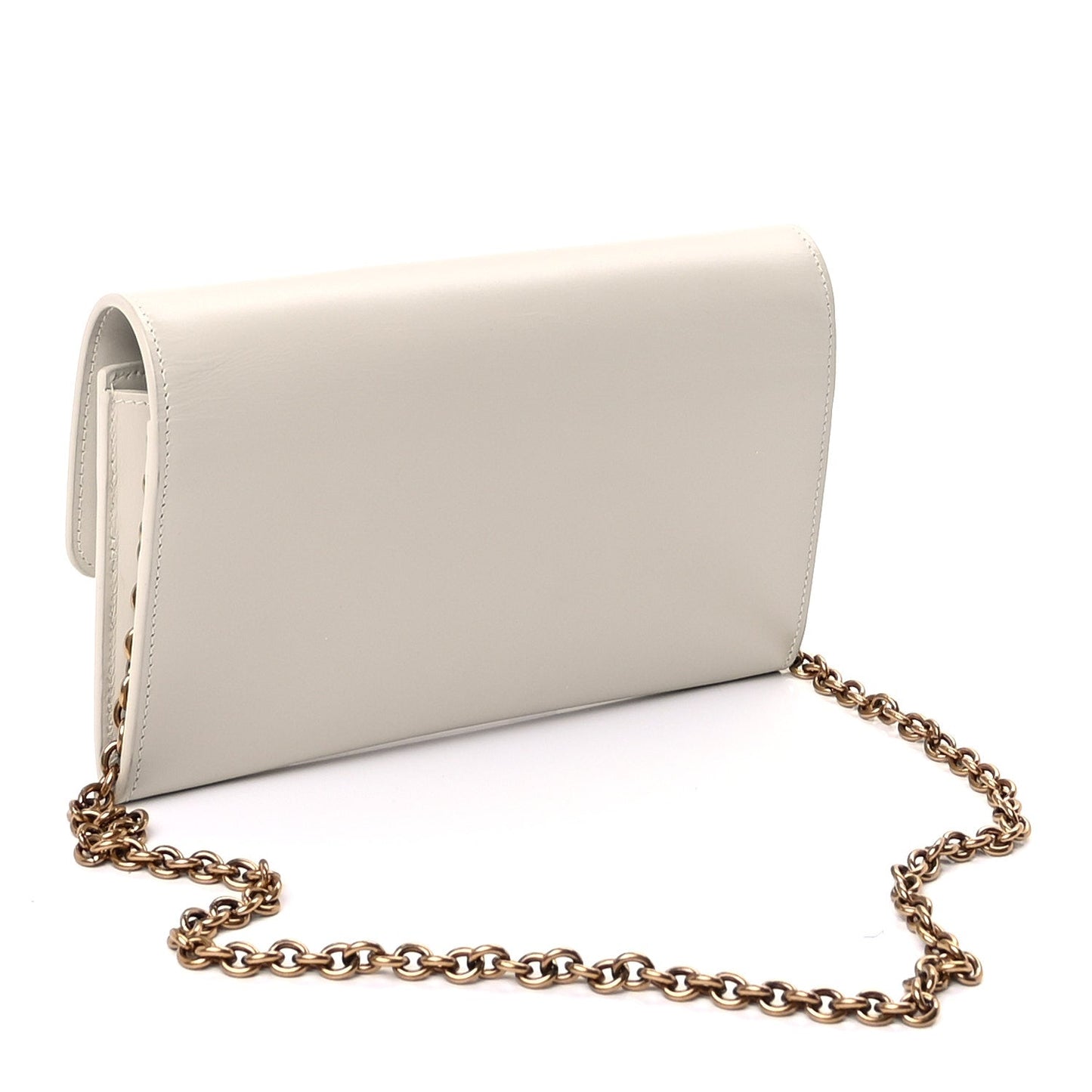 Saint Laurent Smooth Calfskin Le Maillon Chain Wallet  Crema Soft