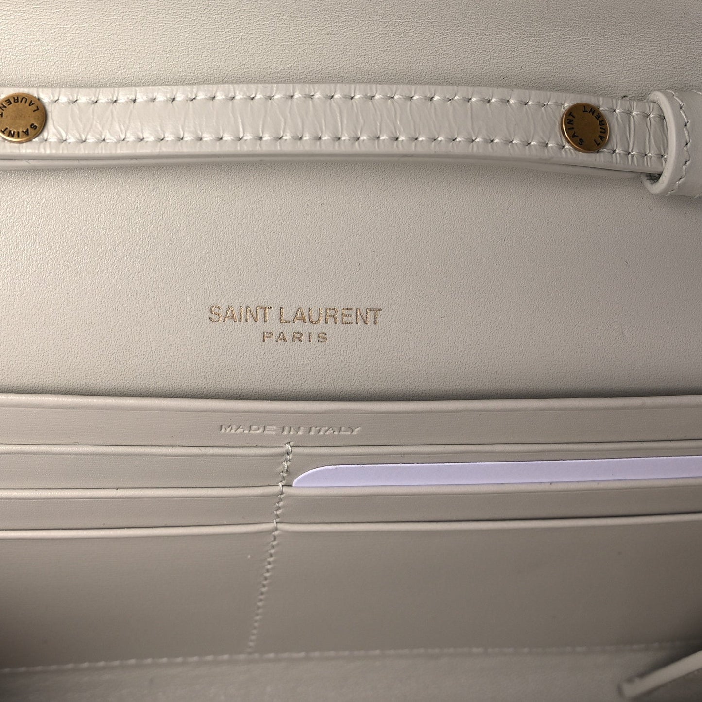 Saint Laurent Smooth Calfskin Le Maillon Chain Wallet  Crema Soft