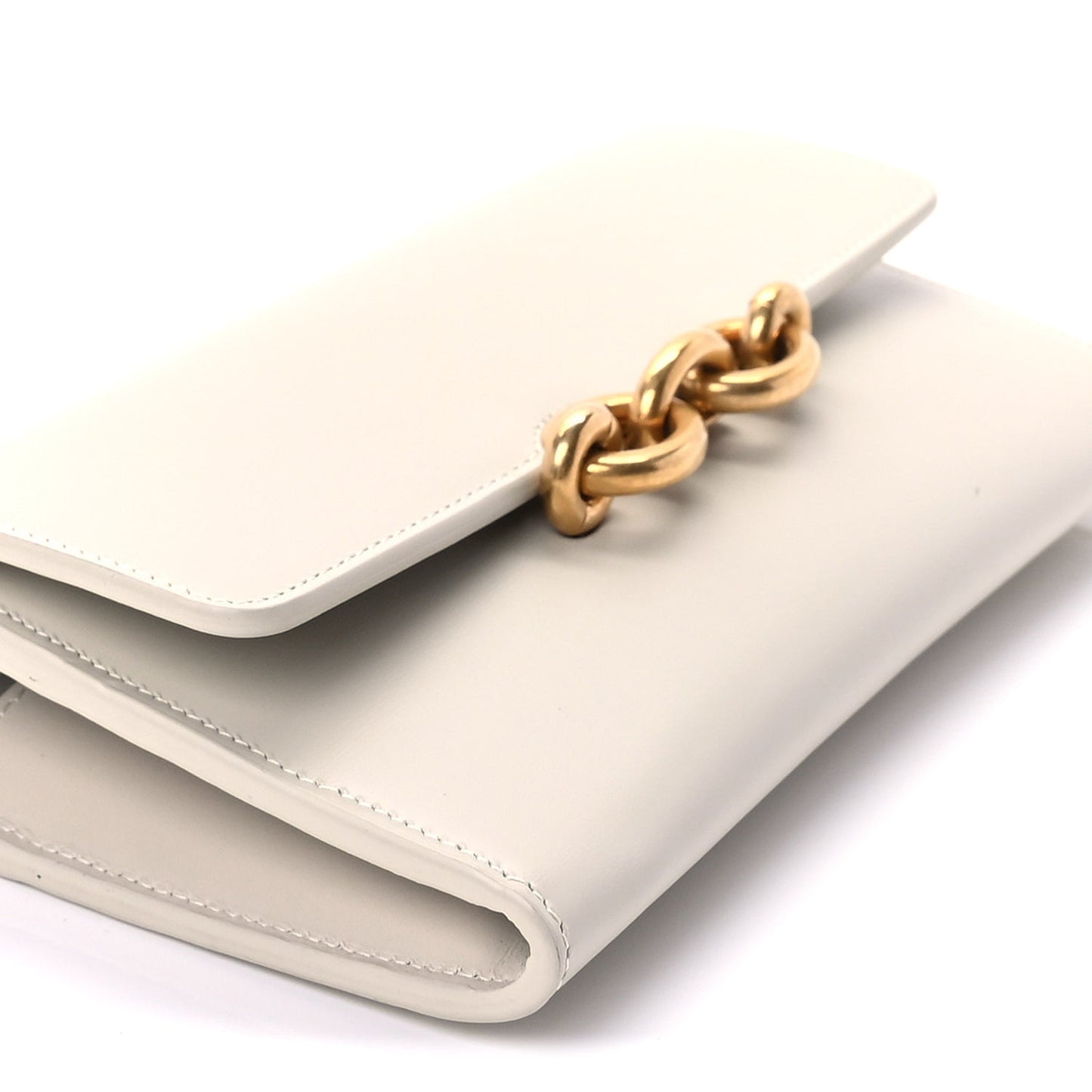 Saint Laurent Smooth Calfskin Le Maillon Chain Wallet  Crema Soft