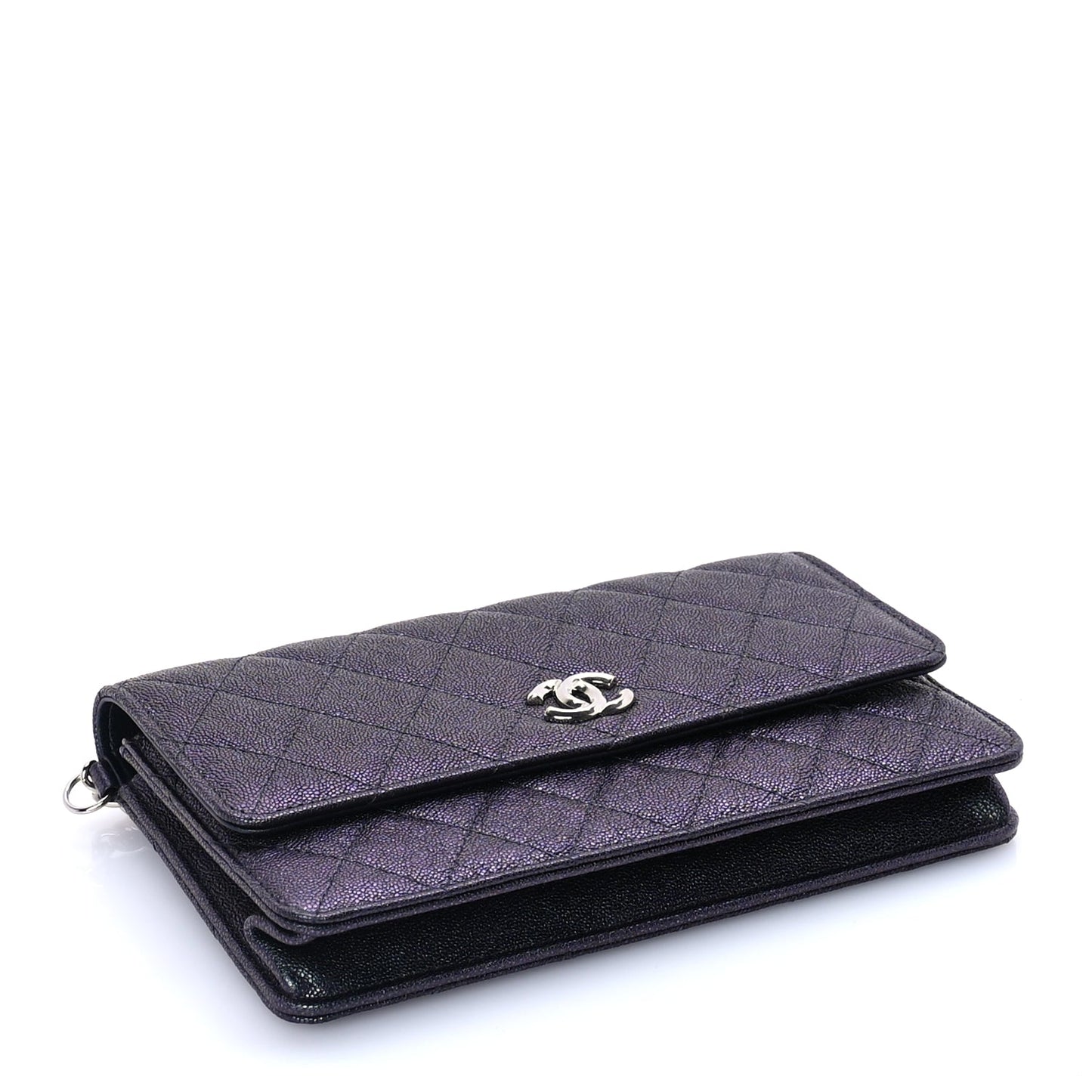 Chanel Iridescent Caviar Quilted Classic Pouch Clutch  Black