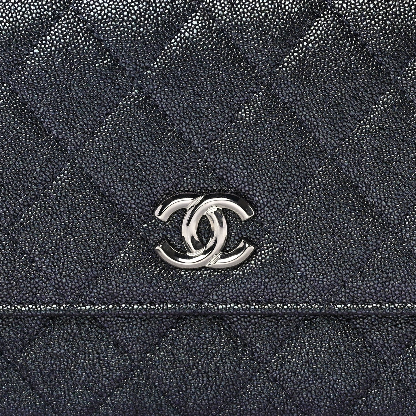 Chanel Iridescent Caviar Quilted Classic Pouch Clutch  Black