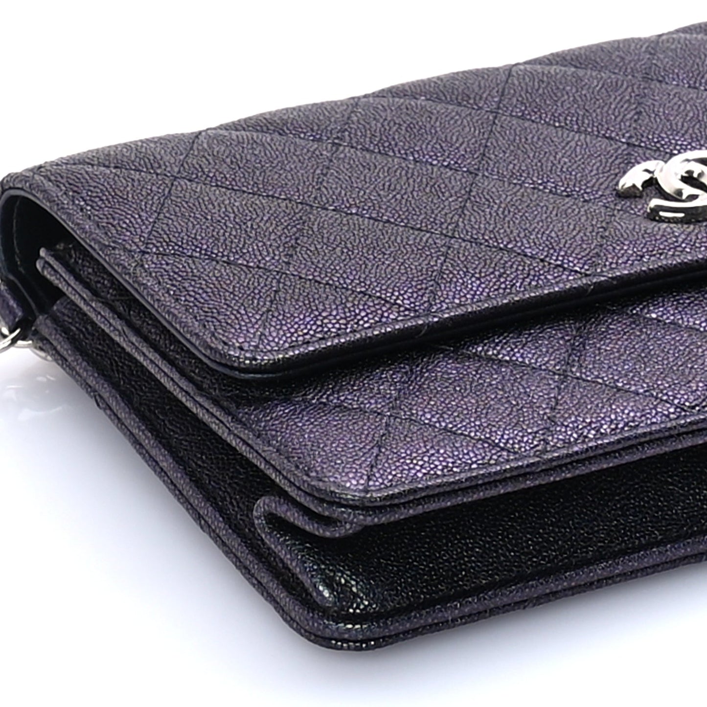 Chanel Iridescent Caviar Quilted Classic Pouch Clutch  Black