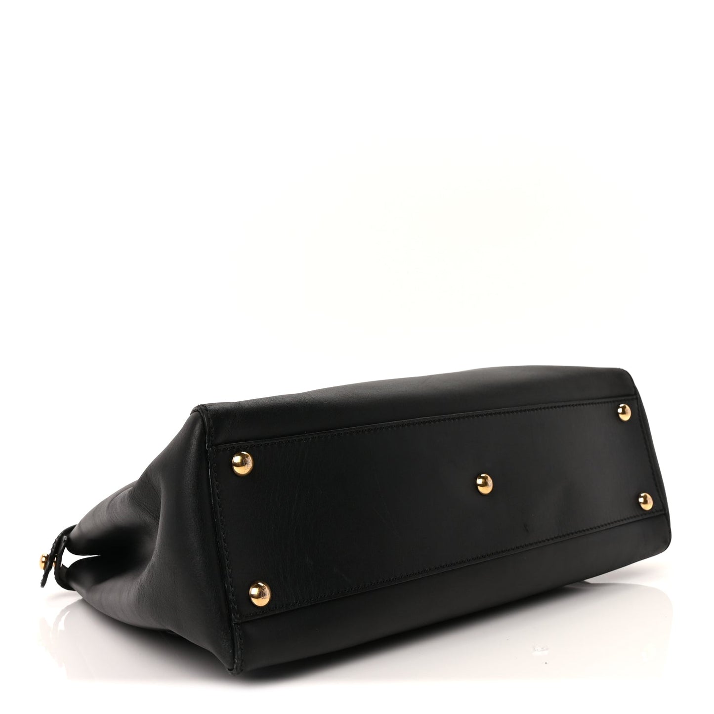 Fendi Vitello Seta Shiny Nappa Medium Peekaboo Iconic Satchel Black