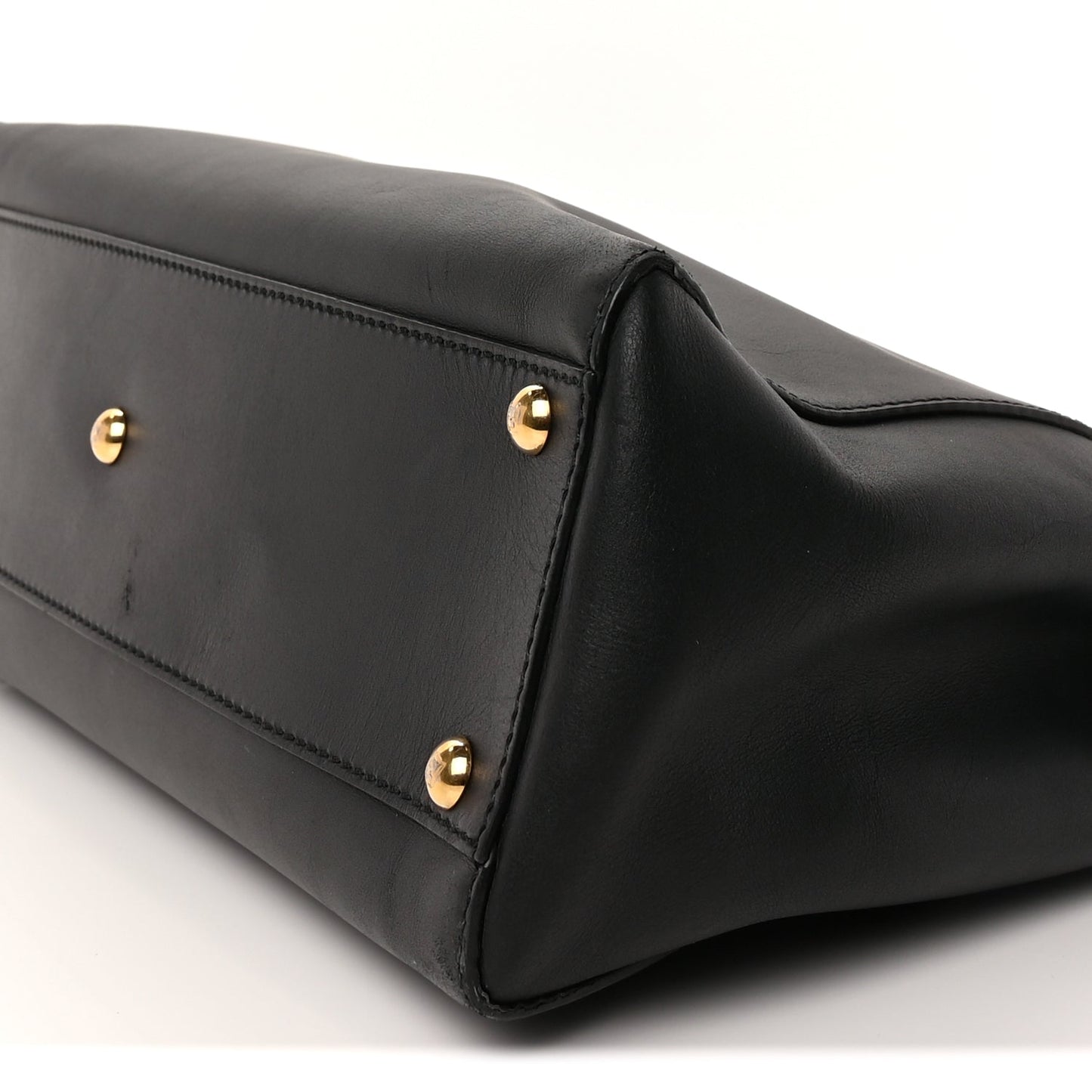 Fendi Vitello Seta Shiny Nappa Medium Peekaboo Iconic Satchel Black
