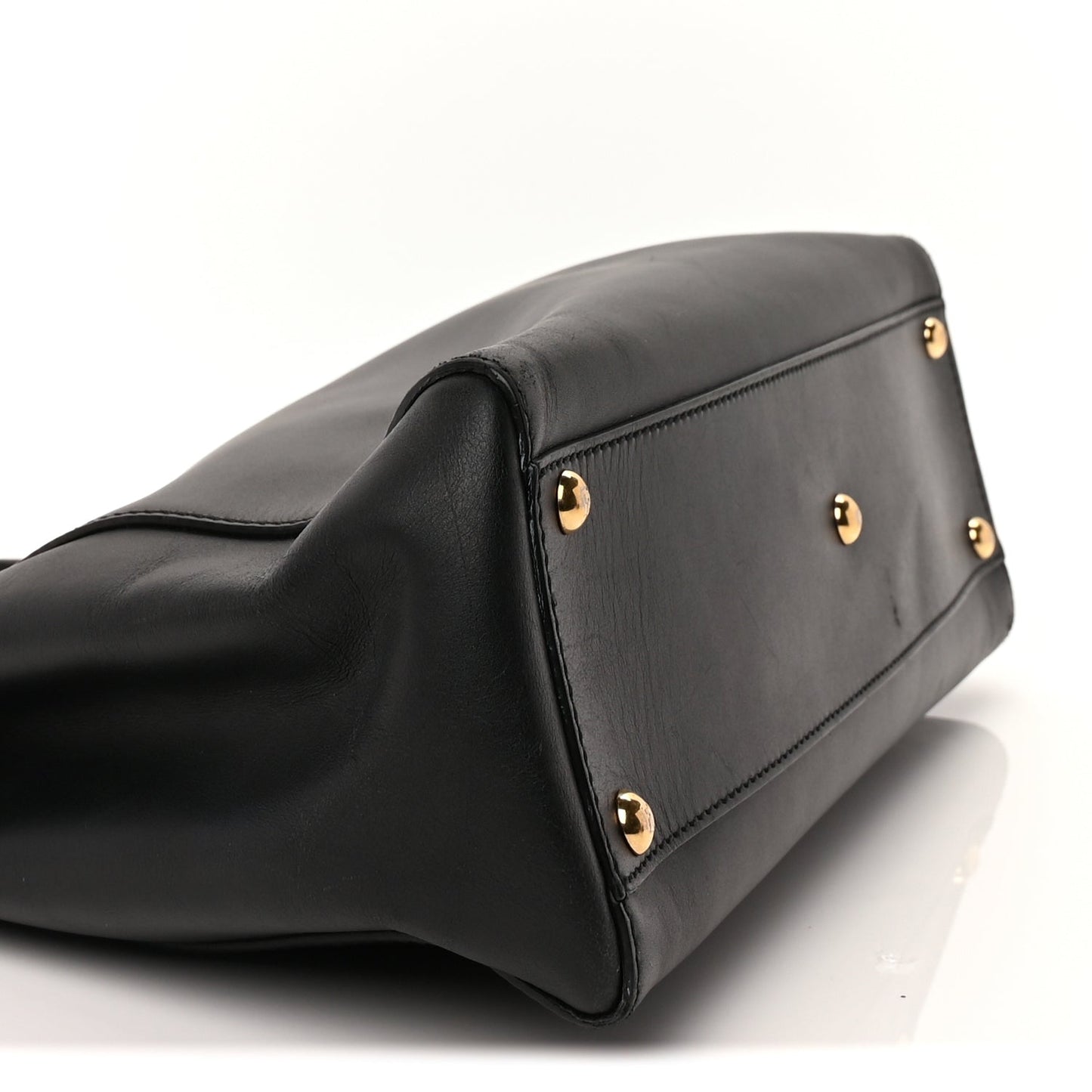 Fendi Vitello Seta Shiny Nappa Medium Peekaboo Iconic Satchel Black