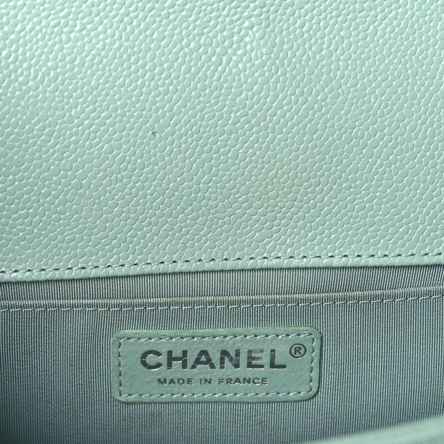 Chanel Caviar Chevron Quilted Medium Boy Flap  Light Blue